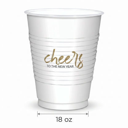 "Cheers To The New Year" 16oz Plastic Tumblers - 25 Pack