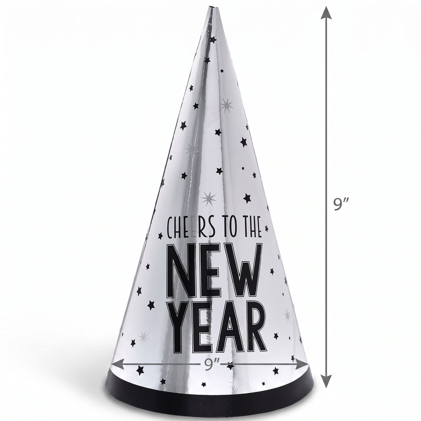 "Cheers To The New Year" Silver Party Cone Hat