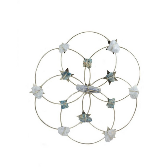 Silver Blue Ombre Flower of Life Tranquility Crystal Grid