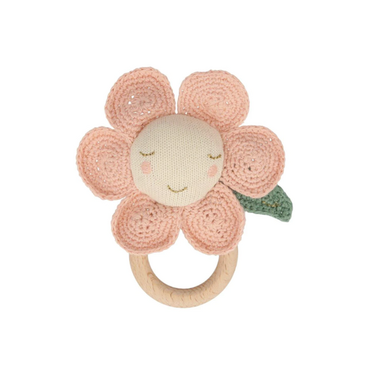 Peach Daisy Baby Rattle