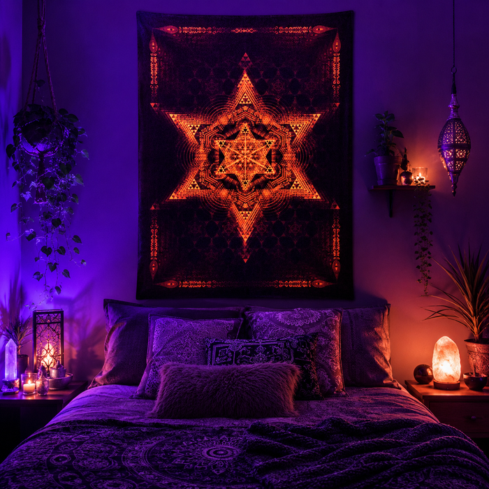 Fluro Neon Lycra Tapestry of "Morningstar" - UV Active!