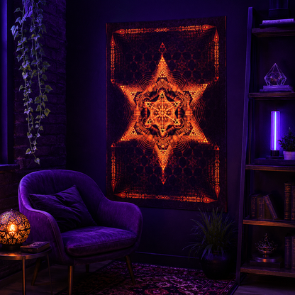 Fluro Neon Lycra Tapestry of "Morningstar" - UV Active!
