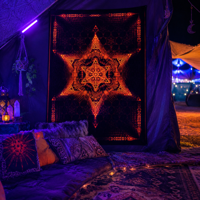 Fluro Neon Lycra Tapestry of "Morningstar" - UV Active!