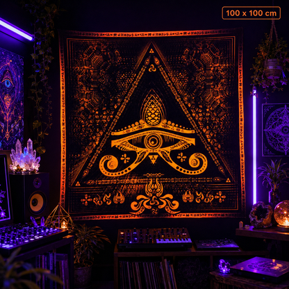 Fluro Neon Lycra Tapestry of "Singular Sight" - UV Active! Orange