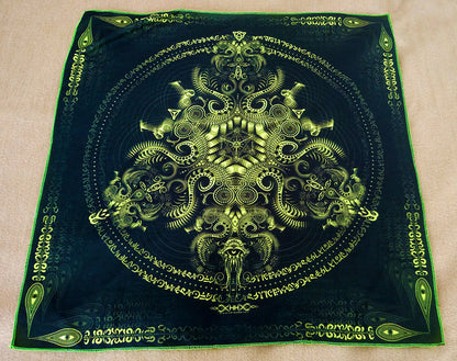 Fluro Neon Lycra Tapestry of "Triton's Compass" - UV Active - Lime