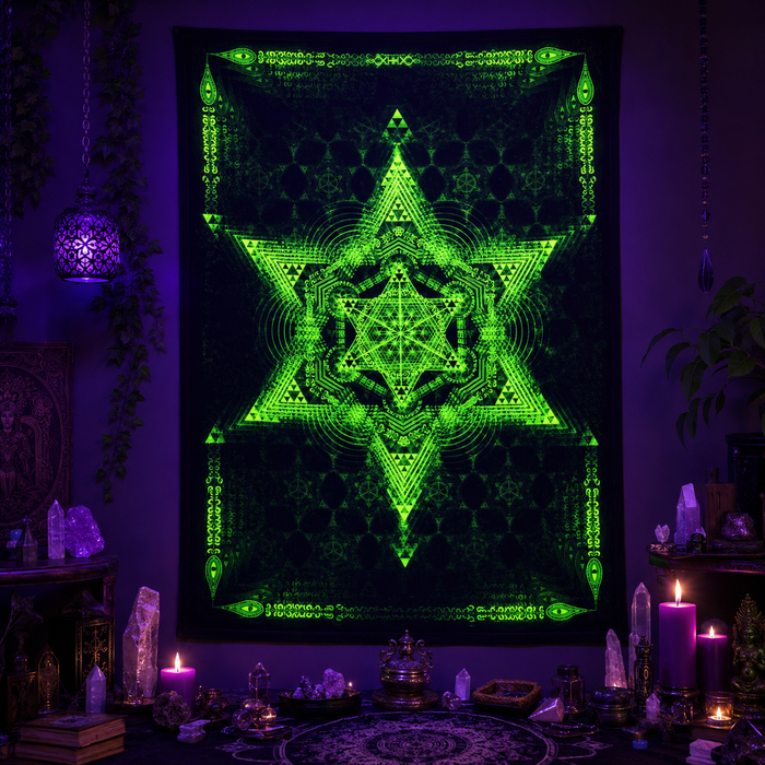 Fluro Neon Tapestry of "Morningstar" - (Lime) UV Active!