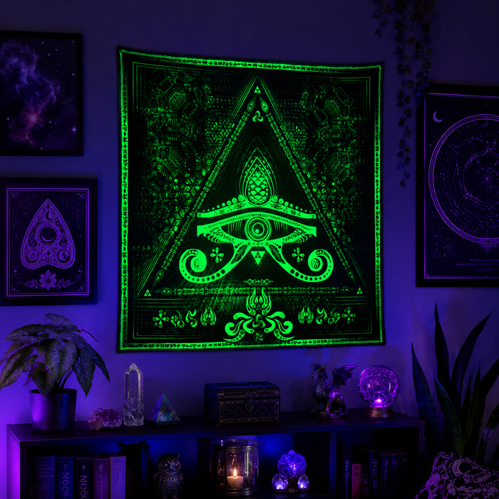 Fluro Neon Tapestry of "Singular Sight" - UV Active! Lime