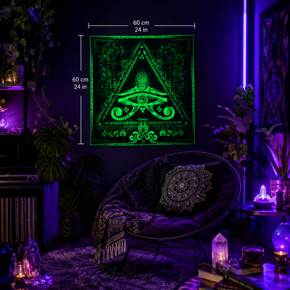 Fluro Neon Tapestry of "Singular Sight" - UV Active! Lime