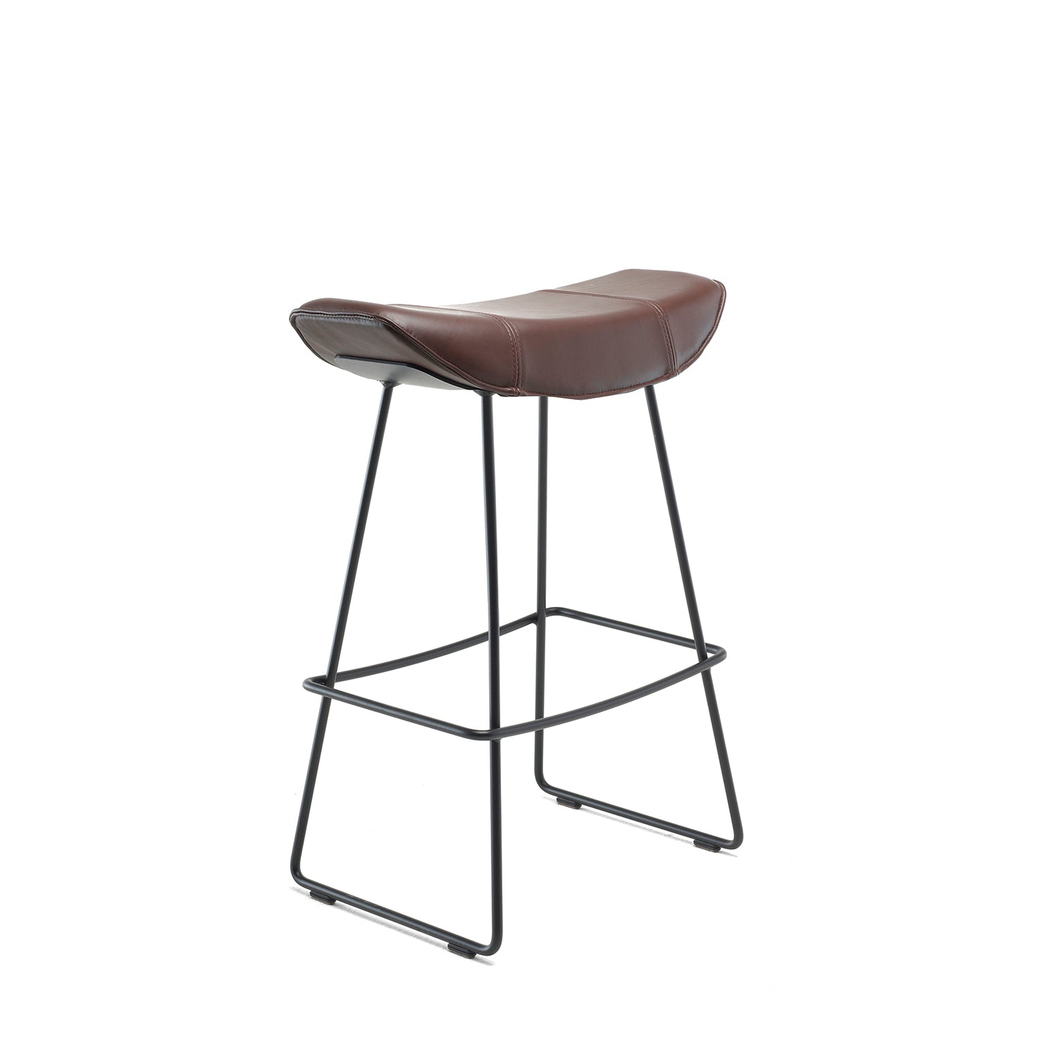 freifrau | kya kitchen stool 63cm | muscat cacao leather + steel bronze glaze wire frame - DC