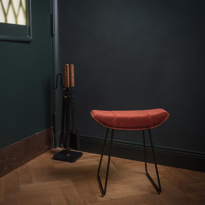 freifrau | kya kitchen stool 63cm | muscat cacao leather + steel bronze glaze wire frame - DC