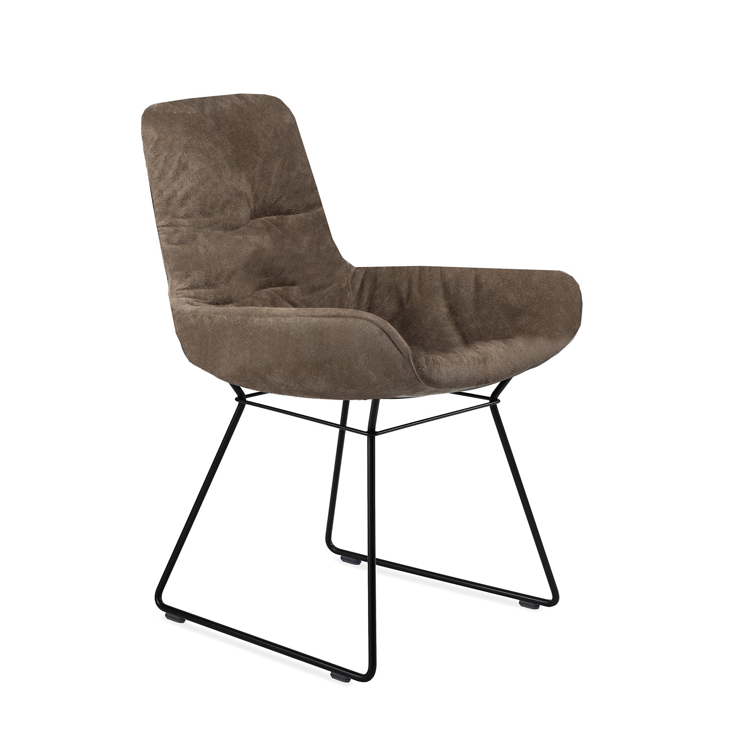 freifrau | leya armchair low | wire frame | cayenne walnut leather