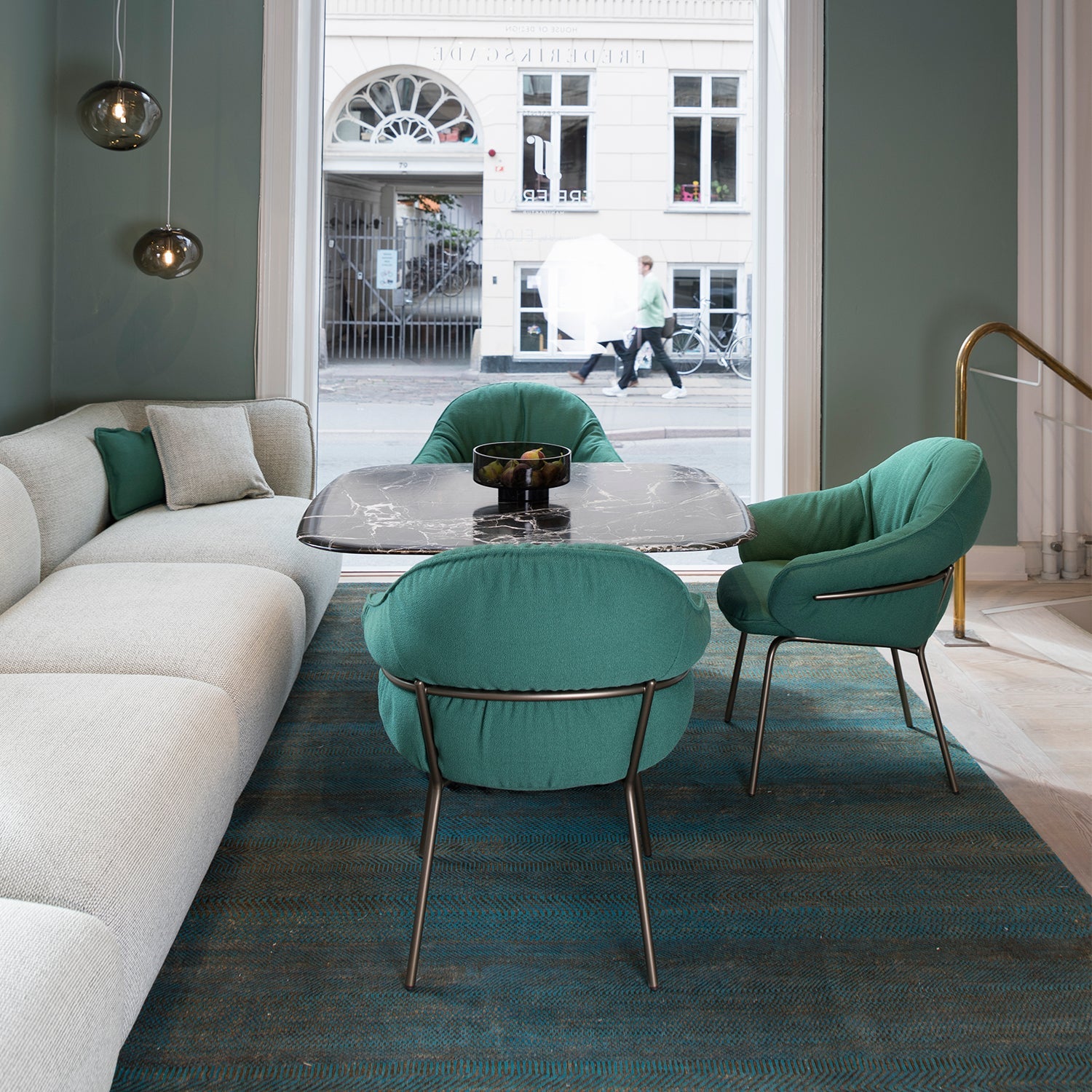 freifrau | low dining | marie armchair | adora walnut leather