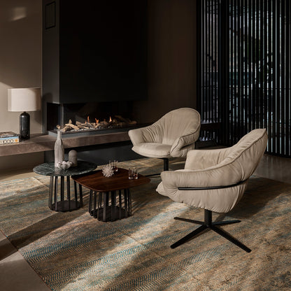 freifrau | marie lounge chair | x-base with rocker + tilting mechanism | adora jade leather + bronze frame
