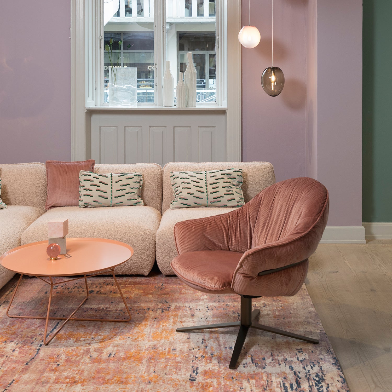freifrau | marie lounge chair | x-base with rocker + tilting mechanism | adora jade leather + bronze frame