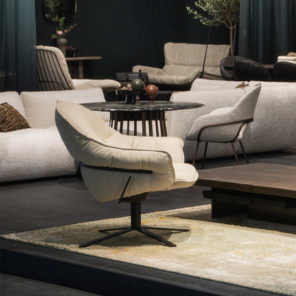 freifrau | marie lounge chair | x-base with rocker + tilting mechanism | adora jade leather + bronze frame