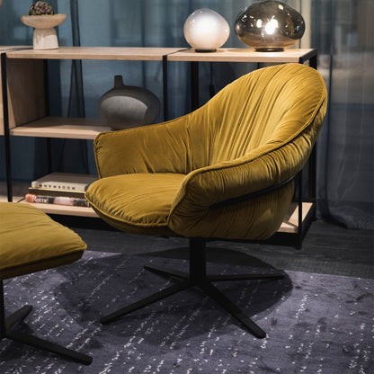 freifrau | marie lounge chair | x-base with rocker + tilting mechanism | adora jade leather + bronze frame