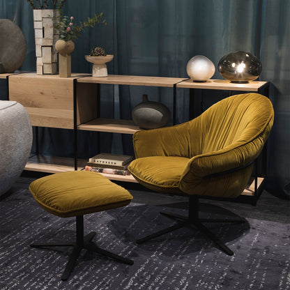 freifrau | marie lounge chair | x-base with rocker + tilting mechanism | adora jade leather + bronze frame