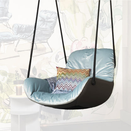 freifrau | leya lounge swing seat | avalon 0045 light blue + sahara plaza leather - EX DISPLAY