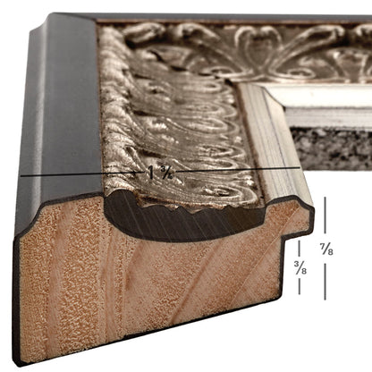 Furio 1.75", Matted Ornate Silver and Black Picture Frame