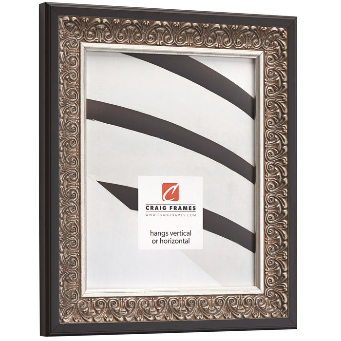 Furio 1.75", Matted Ornate Silver and Black Picture Frame