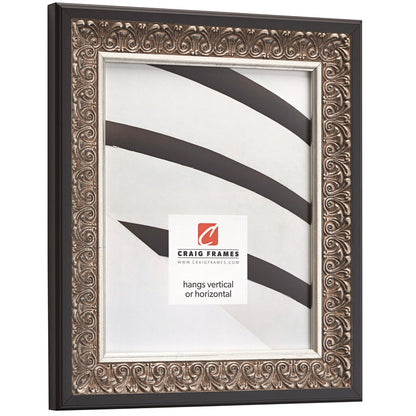Furio 1.75", Matted Ornate Silver and Black Picture Frame