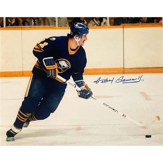 Gilbert Perreault Horizontal Skating in Blue 16x20 Photo Signed Hockey Photo TSE Buffalo
