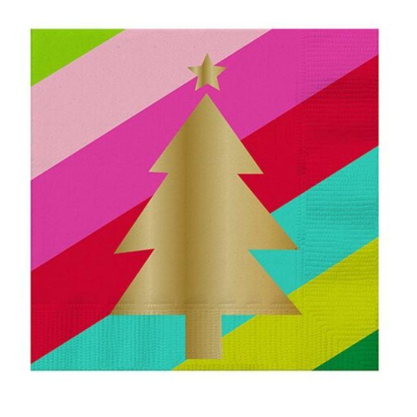 Gold Christmas Tree Beverage Napkin