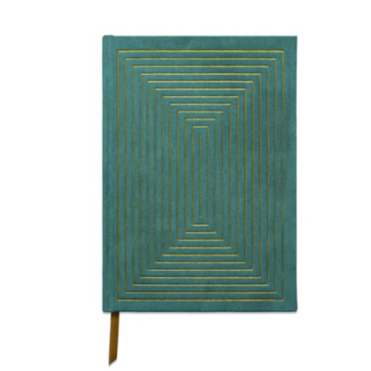 Hard Cover Suede Cloth Journal With Pocket - Linear Boxes