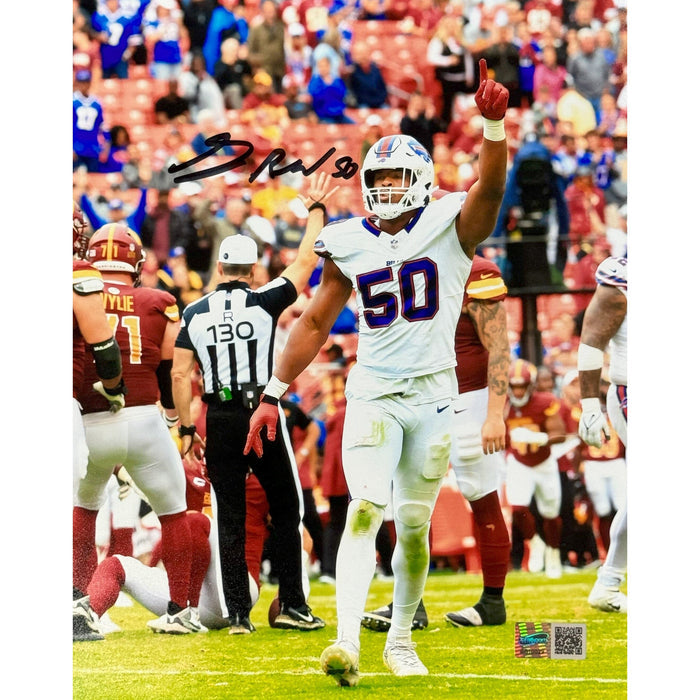 Greg Rousseau Signed Pointing vs Commanders Photo Signed Photos TSE Buffalo 8X10