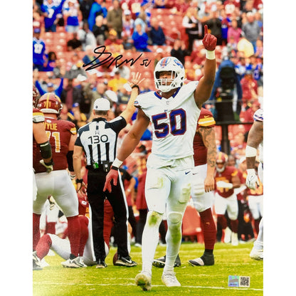 Greg Rousseau Signed Pointing vs Commanders Photo Signed Photos TSE Buffalo 11X14
