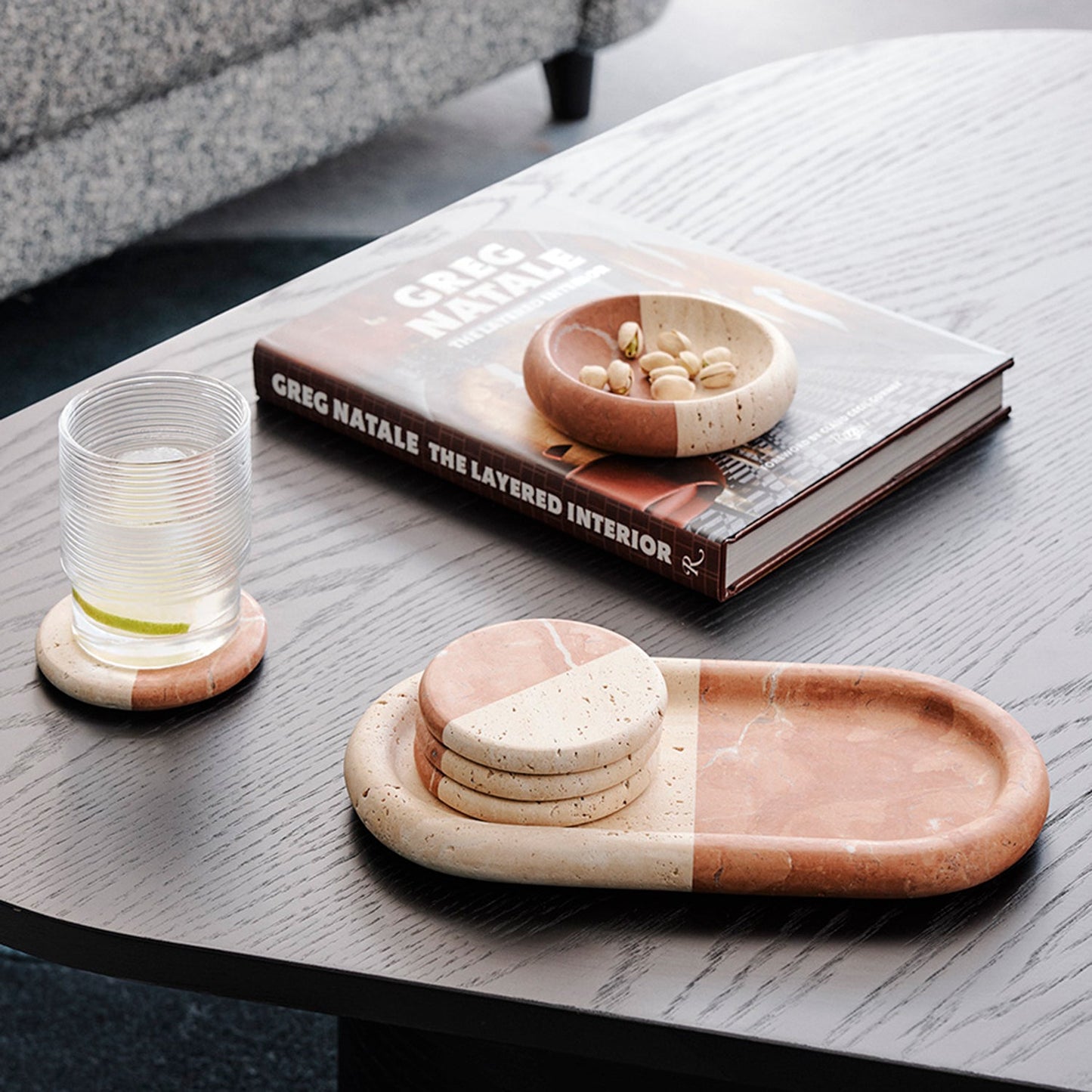 greg natale | polar bowl | coral + travertine