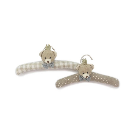 PRINCE BEAR PADDED BABY HANGERS SET OF 2