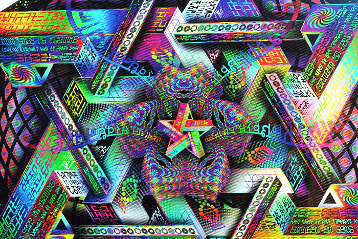 Hyperdimensional Harmonics Stretched Canvas Print | Sacred Geometry Wall Art | Visionary Canvas Print | Psychedelic Home Decor