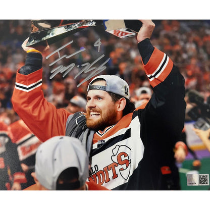Ian MacKay Signed Holding NLL Trophy Photo Signed Lacrosse Photo TSE Buffalo