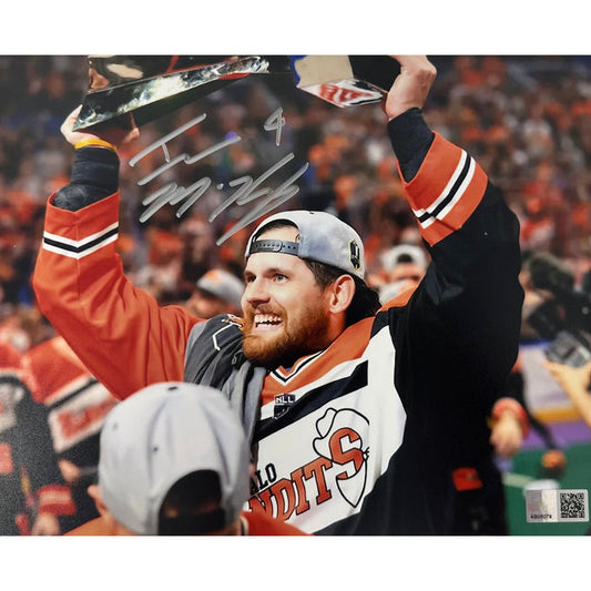 Ian MacKay Signed Holding NLL Trophy Photo Signed Lacrosse Photo TSE Buffalo