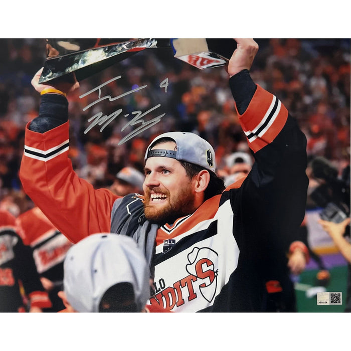 Ian MacKay Signed Holding NLL Trophy Photo Signed Lacrosse Photo TSE Buffalo 11X14
