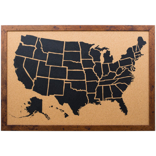 Illustrated United States Push Pin Map  – Bauhaus Rustic Walnut