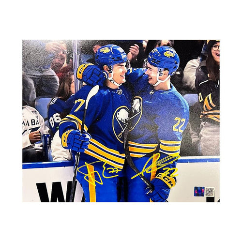 Jack Quinn & JJ Peterka Dual Signed "Hug" 8x10 Photo Signed Hockey Photo TSE Buffalo