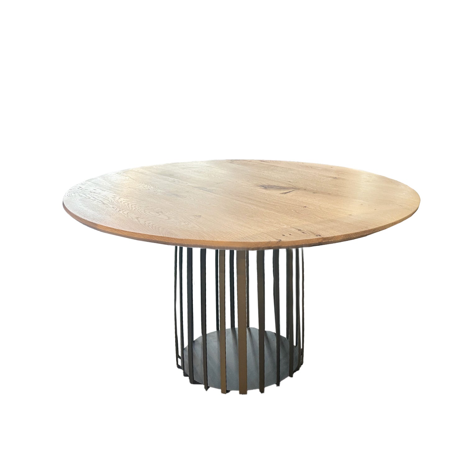 janua | bc 07 basket table round | white pigmented oak + bronze base 125cm