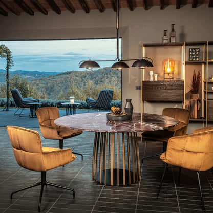 freifrau | marla armchair low | trestle leg | riga mustard