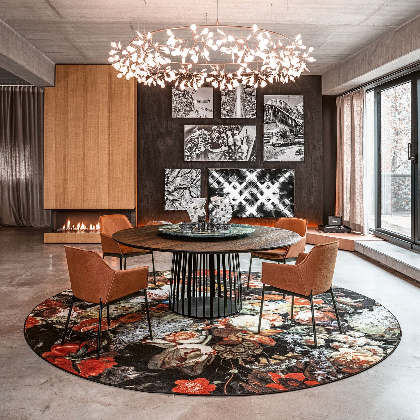 janua | bc 07 basket table round | anthracite smoked oak + black base 170cm