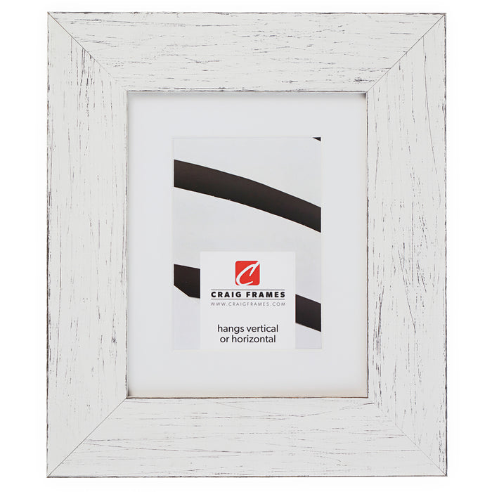 Jasper Wide 2.5", Rustic Marshmallow White Matted Picture Frame
