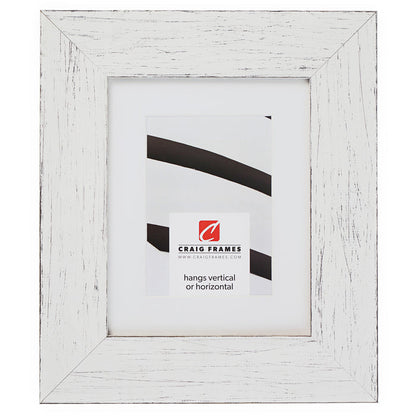 Jasper Wide 2.5", Rustic Marshmallow White Matted Picture Frame
