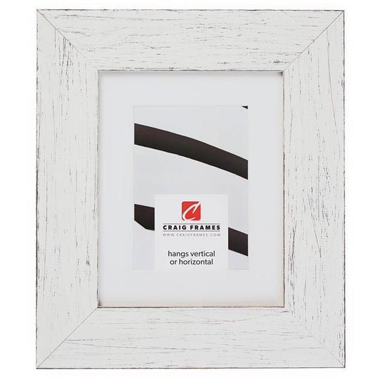 Jasper Wide 2.5", Rustic Marshmallow White Matted Picture Frame