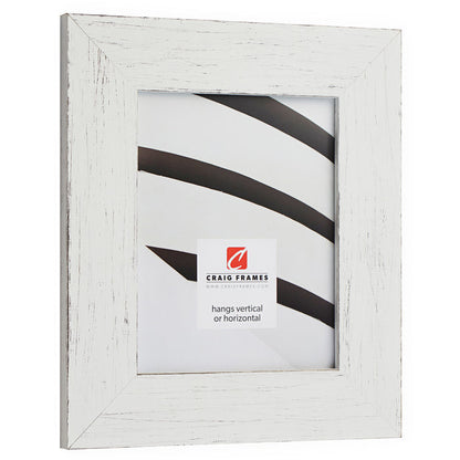 Jasper Wide 2.5", Rustic Marshmallow White Matted Picture Frame