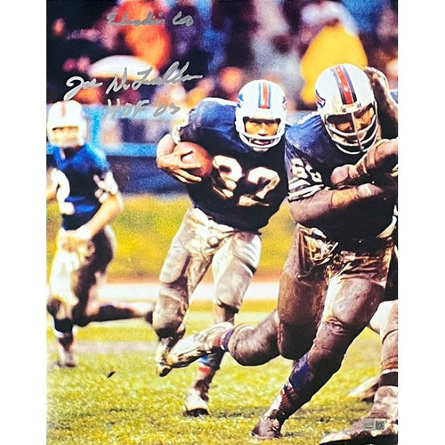 Joe DeLamielleure Blocking for OJ 16x20 Photo with HOF 03 and Electric Company Signed Photos TSE Buffalo Silver