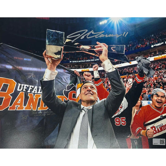 John Tavares Signed Holding NLL Trophy Photo Signed Lacrosse Photo TSE Buffalo 11X14