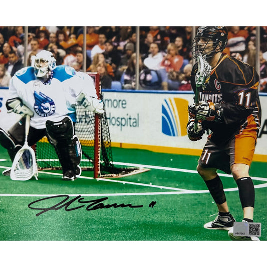 John Tavares Signed Standing by Net 8x10 Photo Signed Lacrosse Photo TSE Buffalo