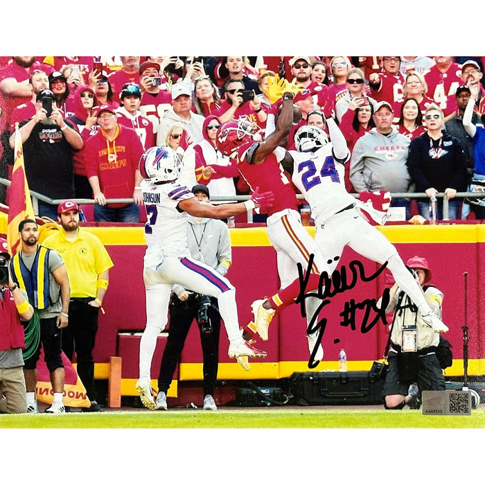 Kaiir Elam Signed Interception vs Chiefs Photo Signed Photos TSE Buffalo 8X10