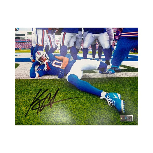 Keon Coleman Signed Laying on Ground Team TD Celebration Photo Signed Photos TSE Buffalo